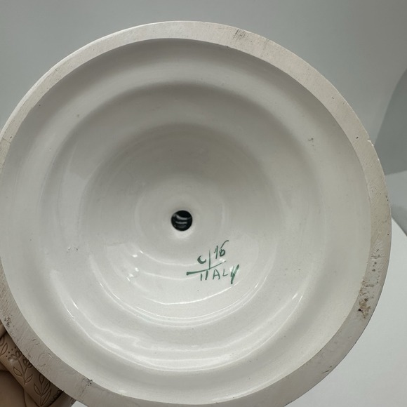 Italy White And Green Flower Tall Candle Stick Holder 13x6" Traditional Home Dec - Picture 4 of 7